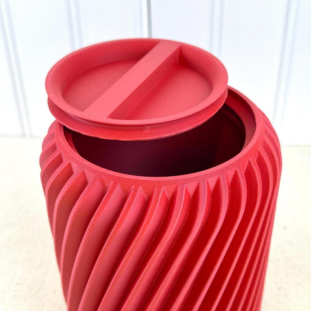Swirl Lidded Storage Container, Ridged Storage Container, Organizer for a Desk - Picture 6 of 10